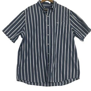 Chaps White and Gray Casual Button Down Shirt Relaxed Fit